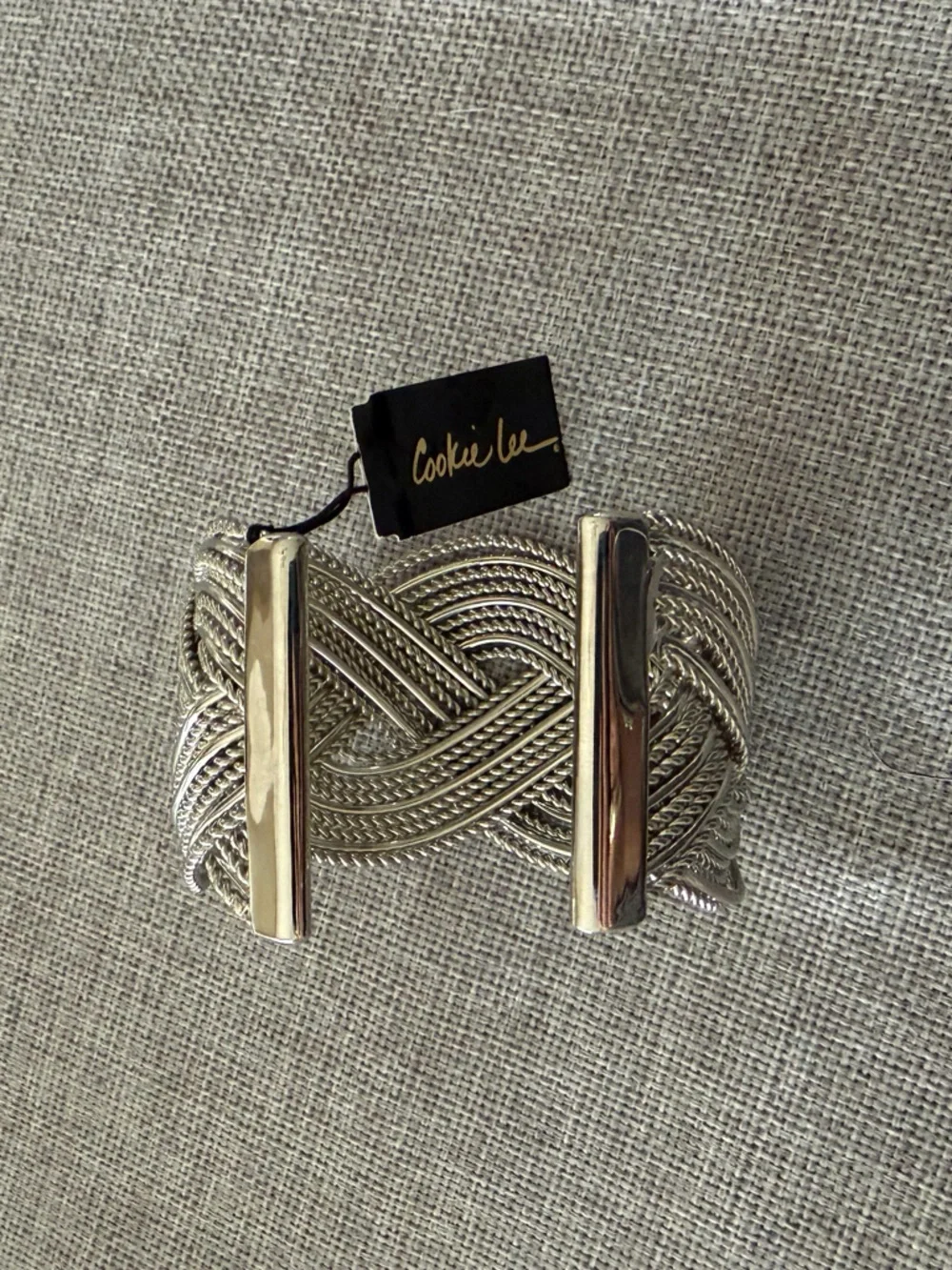 Cookie Lee Silver Tone Multi-Chain Knot Cuff Bracelet | Statement Piece NWT